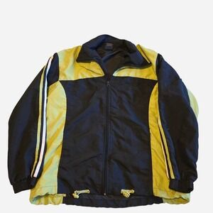 Agree Men's Large Black Green Windbreaker Jacket Retro 90s Style Full Zip...